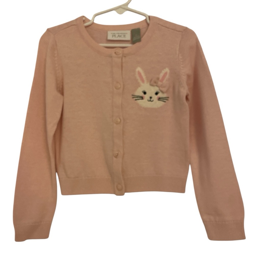 The Children's Place cardigan sweater with cute bunny details. Pink, size 4T.